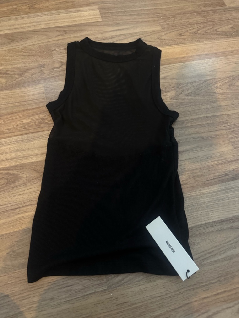 Joah Brown Black Ribbed and mesh Sleeveless Tank